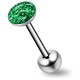 Piercing langue 54a - Férido vert rond plat