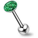 Piercing langue 54a - Férido vert rond plat