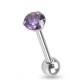 Piercing langue 38 - Zircone rond lilas