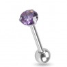 Piercing langue 38 - Zircone rond lilas