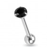 Piercing langue 38 - Zircone rond noir