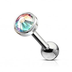 Piercing langue 26 - Cristal plat aurora