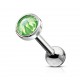 Piercing langue 26 - Cristal plat vert-pomme