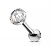 Piercing langue 26 - Cristal plat transparent