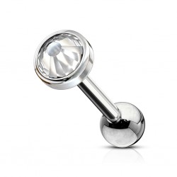 Piercing langue 26 - Cristal plat transparent
