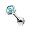 Piercing langue 26 - Cristal plat bleu-clair