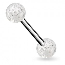 Piercing de langue UV 05 - Paillettes transparentes