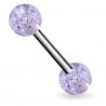 Piercing de langue UV 05 - Paillettes bleu-clair