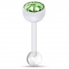 Piercing de langue UV 73 - Flexible transparent strass vert-pomme