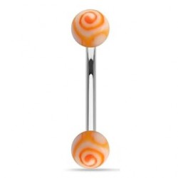 Piercing pour arcade acry 10 - UV tornado boules oranges