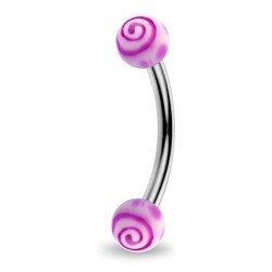 Piercing pour arcade acry 10 - UV tornado boules lilas