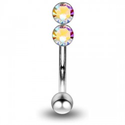 Piercing arcade 31 - Double strass vertical aurora