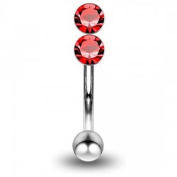 Piercing arcade 31 - Double strass vertical rouge