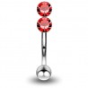 Piercing arcade 31 - Double strass vertical rouge
