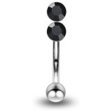 Piercing arcade 31 - Double strass vertical noir