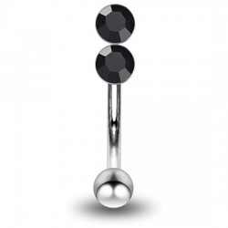 Piercing arcade 31 - Double strass vertical noir