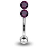 Piercing arcade 31 - Double strass vertical lilas