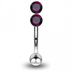 Piercing arcade 31 - Double strass vertical lilas