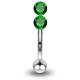 Piercing arcade 31 - Double strass vertical vert