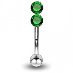 Piercing arcade 31 - Double strass vertical vert