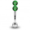 Piercing arcade 31 - Double strass vertical vert