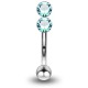 Piercing arcade 31 - Double strass vertical bleu-clair