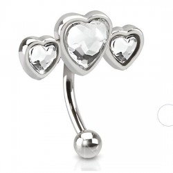 Piercing arcade 11 - Triple coeur transparent