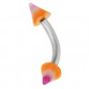 Piercing pour arcade acry 33 - UV spider pointes orange et lilas