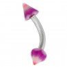 Piercing pour arcade acry 33 - UV spider pointes lilas et rose