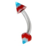Piercing pour arcade acry 33 - UV spider pointes rouge et bleu