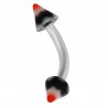 Piercing pour arcade acry 33 - UV spider pointes noir et rouge