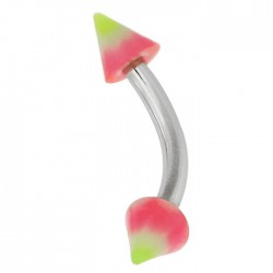 Piercing pour arcade acry 33 - UV spider pointes rose et vert-pomme