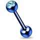 Piercing micro-barbell 11 - Plaqué-titane bleu cristal bleu-clair