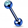 Piercing micro-barbell 11 - Plaqué-titane bleu cristal bleu-clair