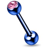 Piercing micro-barbell 11 - Plaqué-titane bleu cristal rose