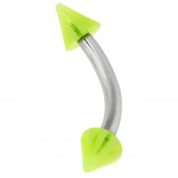 Piercing pour arcade acry 04 - UV vert-pomme beach-ball pointes