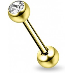 Piercing micro-barbell 10 - Plaqué-or cristal transparent