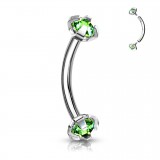 Piercing arcade 90 - Cristal vert-pomme pas-de-vis interne