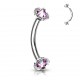 Piercing arcade 90 - Cristal rose pas-de-vis interne