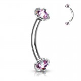 Piercing arcade 90 - Cristal rose pas-de-vis interne