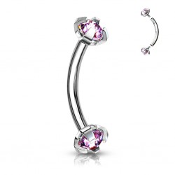 Piercing arcade 90 - Cristal rose pas-de-vis interne