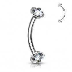 Piercing arcade 90 - Cristal transparent pas-de-vis interne