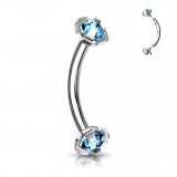Piercing arcade 90 - Cristal bleu-clair pas-de-vis interne