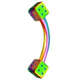 Piercing arcade 80 - Plaqué-titane rainbow avec deux dés