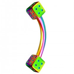 Piercing arcade 80 - Plaqué-titane rainbow avec deux dés