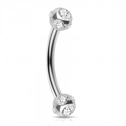 Piercing arcade 38 - Boules cinq cristaux transparents