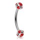 Piercing arcade 38 - Boules cinq cristaux rouges