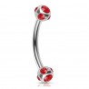 Piercing arcade 38 - Boules cinq cristaux rouges