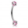 Piercing arcade 38 - Boules cinq cristaux roses
