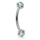 Piercing arcade 38 - Boules cinq cristaux bleu-clair